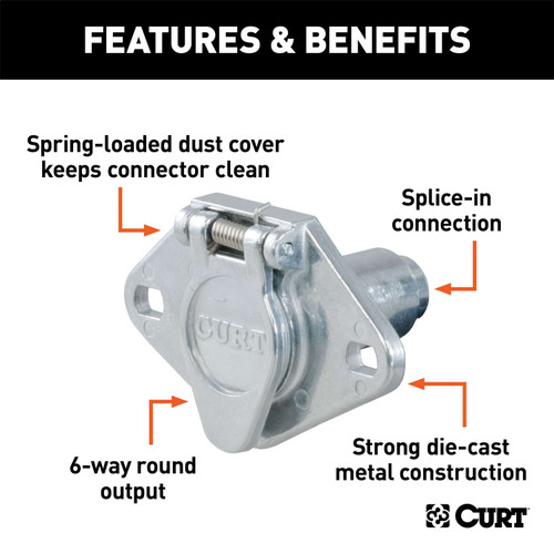 Curt® | 58090 | 6-Way Round Connector Socket