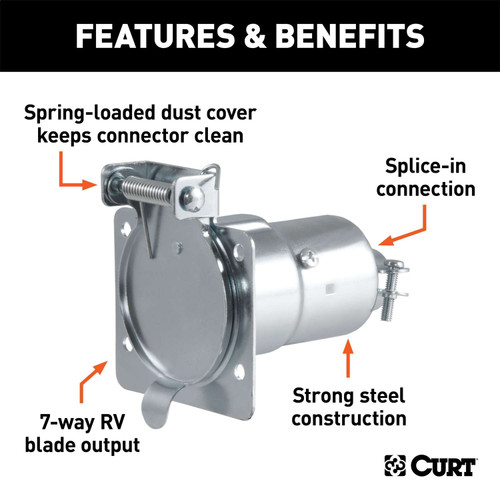 Curt® | 58220 | 7-Way RV Blade Connector Socket