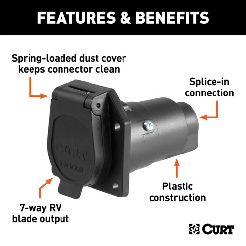 Curt® | 58151 | 7-Way RV Blade Connector Socket
