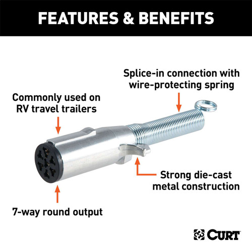 Curt® | 58180 | 7-Way Round Connector Plug w/Spring