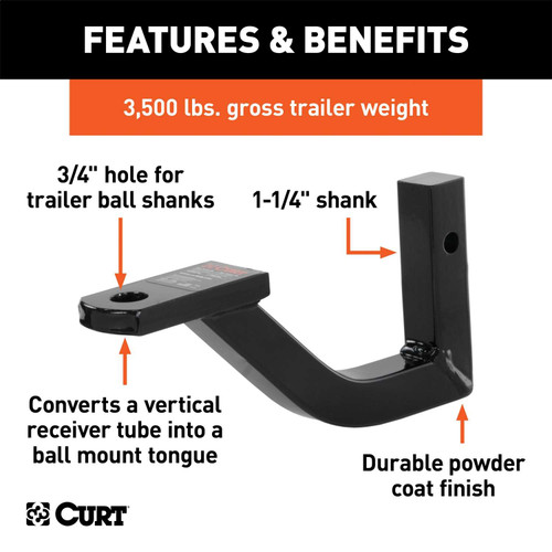 Curt® | 45507 | Vertical Receiver Ball Mount