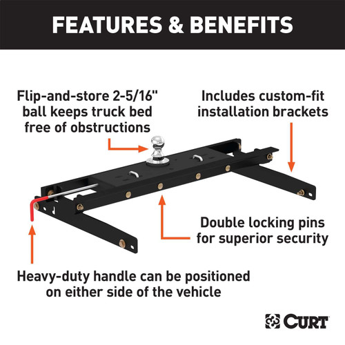 Curt® | 60734 | Double-Lock Gooseneck Hitch/Install Kit