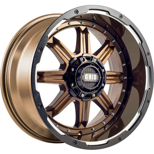Grid Off-Road® GD10 Wheels Rims 20x9 6x5.5 (6x139.7) Gloss Bronze Black Lip 18 | GD10-20090655R1810