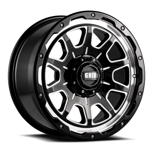 Grid Gd15 Wheels Rims 20x9 5x127 5x139.7 Gloss Black Milled -12mm | GD15-20090052M-187