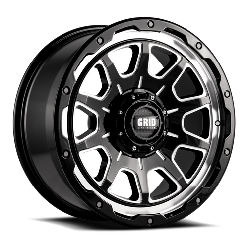 Grid Gd15 Wheels Rims 20x9 5x150 Gloss Black Milled 15mm | GD15-20090550M1510