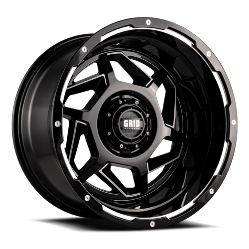 Grid Gd14 Wheels Rims 20x9 5x127 5x139.7 Gloss Black Milled -12mm | GD14-20090052M-187