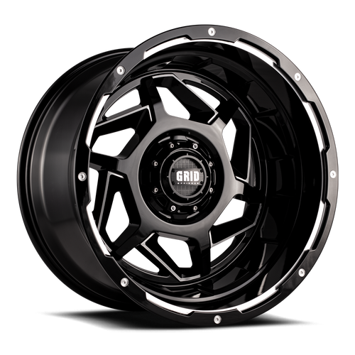 Grid Gd14 Wheels Rims 20x10 6x135 6x139.7 Gloss Black Milled -25mm | GD14-20100237M-208
