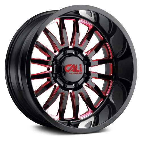 Cali Off-Road Summit Wheels Rims 20x10 5x127 Gloss Black Milled W/ Prism Red Tint -25mm | 9110-2173BTR