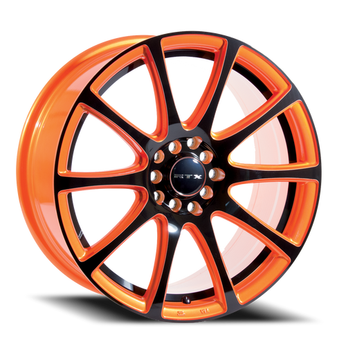 DOORBUSTER PRICING! - Rtx Blaze Wheel 17x7.5 5x100 & 5x114.3 Orange And Black 42mm | 81208