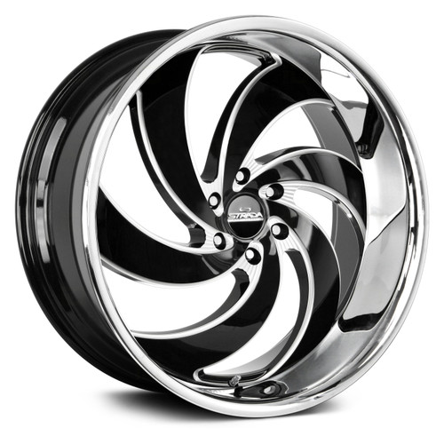 Strada Street Classics C06 Retro 6 Wheel 24x10 Blank Custom Drilled Gloss Black Machined w/ Stainless Lip 15mm ^