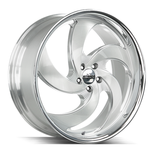 Strada Street Classics C06 Retro 6 Wheels Rims 26x10 Blank Custom Drilled Brushed Silver W/ Stainless Lip 15mm | C06600015BFSMLSS