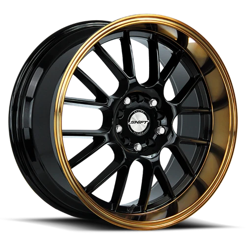 DOORBUSTER PRICING! - Shift H28 Crank Wheel 18x8.5 5x100 & 5x114.3 Black w/ Bronze Lip 30mm - FREE T-SHIRT INCLUDED! | H28850030BBZ