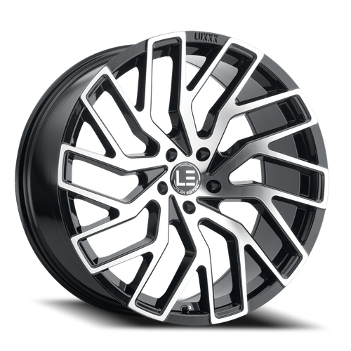 Lux Le 5 Wheel 22x9 5x115 Gloss Black Machined Face 20mm | LUXLE52295115+20B-A2