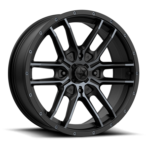Msa Offroad M43 Fang Atv Utv Wheel 15x7 4x110 Satin Black Machined With Titanium Tint 10mm - FREE T-SHIRT INCLUDED! | M43-05710
