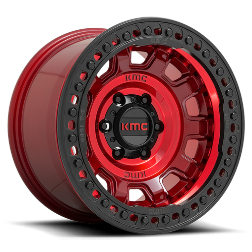 Kmc Km236 Tank Beadlock Wheel 17x9 5x127 Candy Red -38mm - FREE T-SHIRT INCLUDED! | KM23679050938N