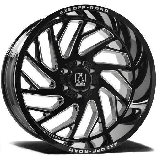 Axe Zeus Wheels Rims 20x10 8x165.1 Gloss Black Milled -19mm | 20108165-19ZEUBM