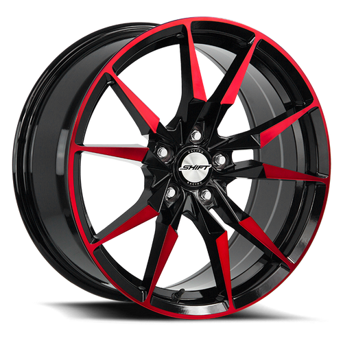 DOORBUSTER PRICING! - Shift H29 Blade Wheel 18x8 5x100 Gloss Black w/ Candy Red 35mm - FREE T-SHIRT INCLUDED! | H29850035GBMR