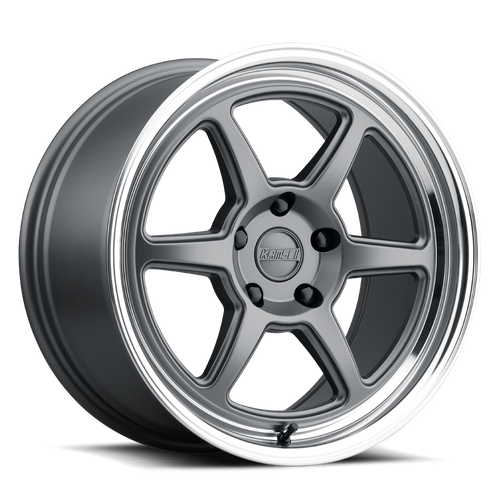 DOORBUSTER PRICING! - Kansei K14G Roku Wheel 18x9 5x110 Grey w/ Machined Lip 12mm - FREE T-SHIRT INCLUDED! | K14G-189021+12