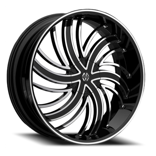 DOORBUSTER PRICING! - Massiv 924 Wheel 22x8.5 5x115 & 5x120 Black Machined 15mm - FREE T-SHIRT INCLUDED! | MAS924-22814BM