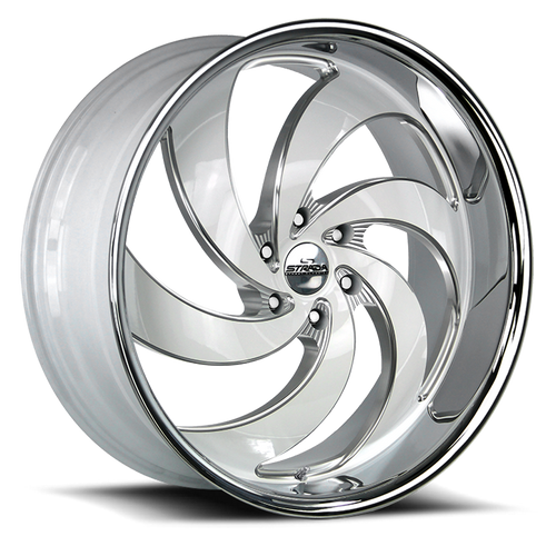 DOORBUSTER PRICING! - Strada Street Classics C06 Retro 6 Wheel 26x10 6x139.7 Gloss White Milled w/ Stainless Lip 26mm - MINIMUM PURCHASE OF 4 WHEELS - FREE T-SHIRT INCLUDED! | C06663926WMLSS