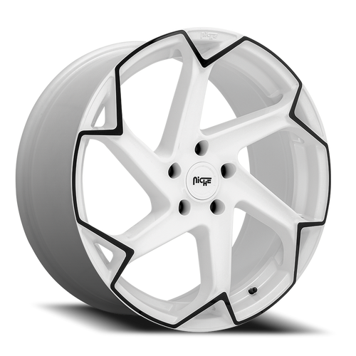 Niche M257 Flash Wheel 20x9 5x112 Gloss White With Black 27mm | M257209044+27