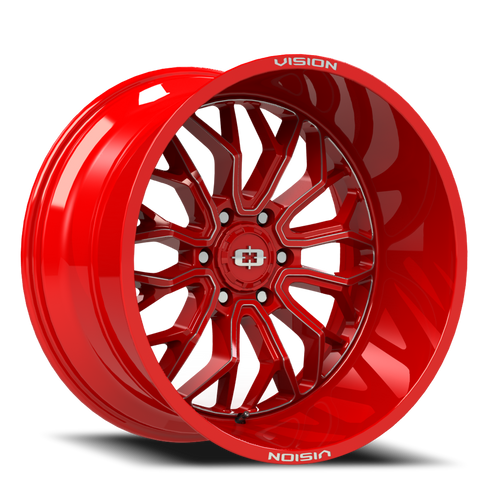 Vision Riot 402 Wheel 20x10 6x135 Red Tint Milled Spokes -25mm | 402-20036RTMS-25