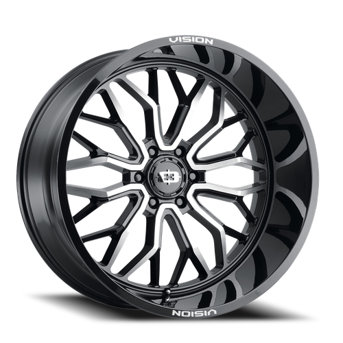 Vision Riot 402 Wheel 24x12 6x139.7 Gloss Black Machined Face -51mm - MINIMUM PURCHASE OF 4 WHEELS | 402-24283GBMF-51
