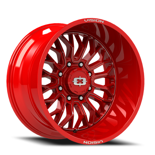 Vision Riot 402 Wheel 20x12 8x165.1 Red Tint Milled Spokes -51mm | 402-20281RTMS-51