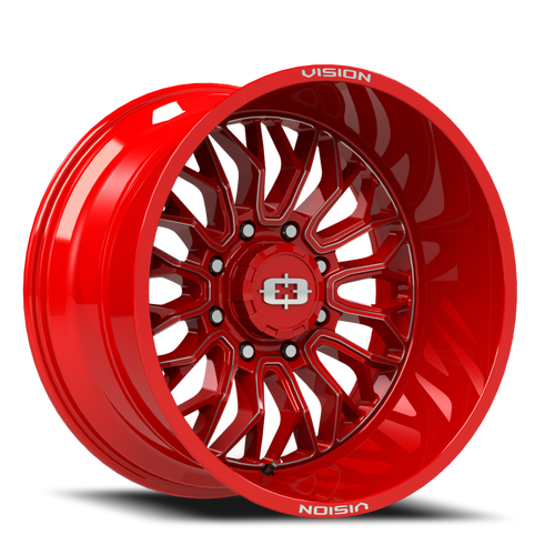 Vision Riot 402 Wheel 24x12 8x180 Red Tint Milled Spokes -51mm - MINIMUM PURCHASE OF 4 WHEELS | 402-24287RTMS-51