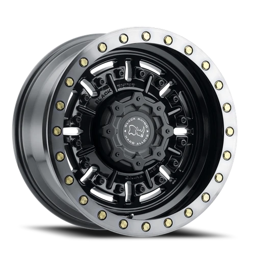 Black Rhino Abrams Wheel 17x8.5 6x139.7 Gloss Gun Black w/ Machined Dark Tint 0mm - FREE T-SHIRT INCLUDED! | 1785ABR006140B12