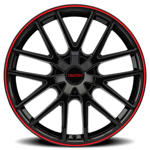 Touren Tr60 17x7.5 5x100 5x114.3 Black Red Ring 42mm Wheels