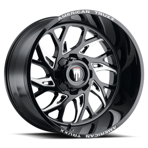 DOORBUSTER PRICING! - American Truxx At1913 Destiny Wheel 24x14 6x135 & 6x139.7 Gloss Black Milled -76mm - MINIMUM PURCHASE OF 4 WHEELS | AT1913-24437M-76