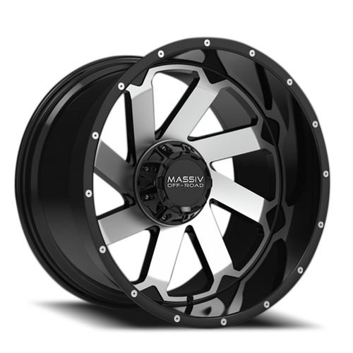 DOORBUSTER PRICING! - Massiv Off-Road Or4 Wheel 20x12 5x127 & 5x139.7 Black Machined -44mm - FREE T-SHIRT INCLUDED! | MAS-OR4-21206-N44BM
