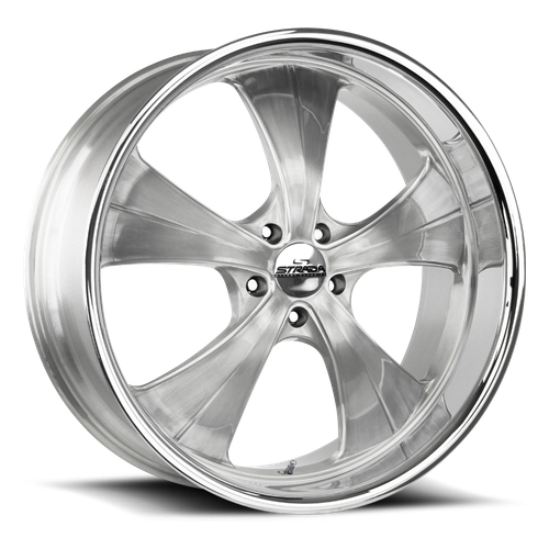 DOORBUSTER PRICING! - Strada Street Classics C02 Old Skool Wheel 24x10 6x139.7 Brushed Silver w/ Stainless Lip 24mm - FREE T-SHIRT INCLUDED! | C02463924BFSMLSS
