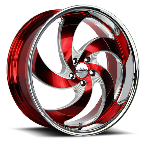 DOORBUSTER PRICING! - Strada Street Classics C05 Retro 5 Wheel 22x10 6x139.7 Milled Candy Red w/ Stainless Lip 24mm - FREE T-SHIRT INCLUDED! | C05263924DRMLSS