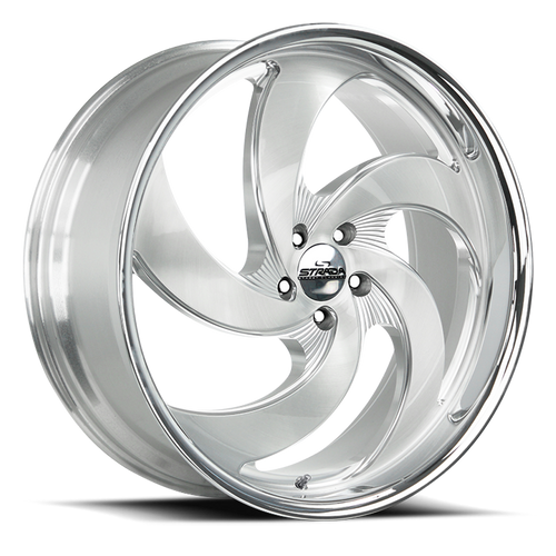DOORBUSTER PRICING! - Strada Street Classics C05 Retro 5 Wheel 22x9 5x120 Brushed Silver w/ Stainless Lip 35mm - FREE T-SHIRT INCLUDED! | C05252035BFSMLSS