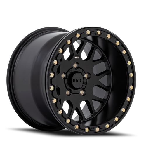 Kmc Powersports Ks235 Grenade Beadlock Atv Utv Wheel 15x7 4x110 Satin Black 10mm - FREE T-SHIRT INCLUDED! | KS23557040710