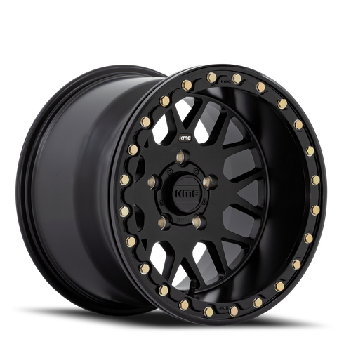 Kmc Powersports Ks235 Grenade Beadlock Atv Utv Wheel 15x7 4x156 Satin Black 10mm - FREE T-SHIRT INCLUDED! | KS23557044710