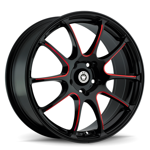 Konig® Illusion 24Br Wheels Rims 17x7 5x100 Gloss Black Red Spokes 40 | 24BR-IL7751040R