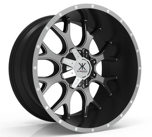 Karma Offroad K31 Wheel 22x12 6x135 & 6x139.7 Black With Gray Face And Milled Windows -44mm