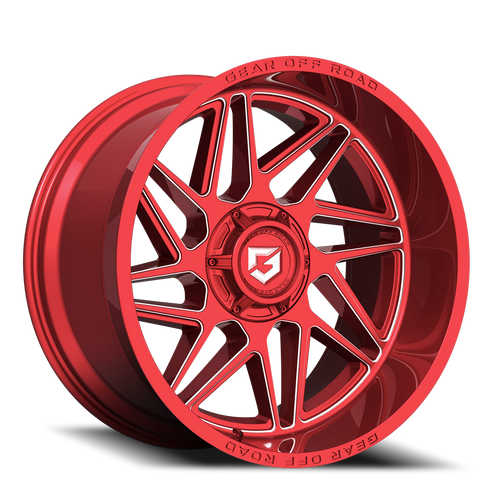 Gear Off Road 761Rm Wheel 22x12 8x165.1 Gloss Red w/Milled Accents & Lip Logo -44mm | 761RM-2228144