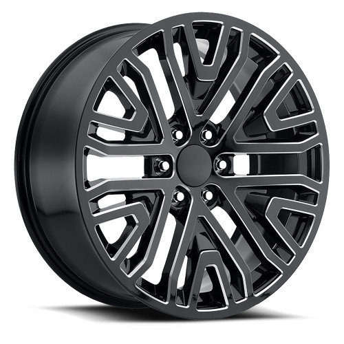 Replica® Dnsev Wheels Rims 22x9 6x5.5 (6x139.7) Gloss Black Milled 28 | SEV 229-6139-28 GBM