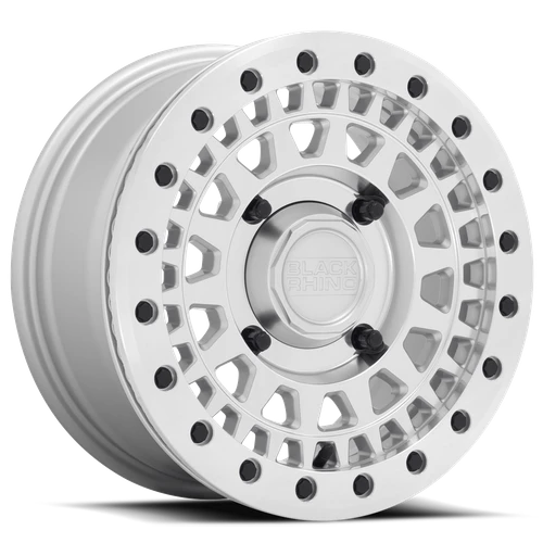 Black Rhino Powersports Parker Beadlock Atv Utv Wheel 15x7 4x110 Silver With Mirror Cut Face 36mm | 1570PKB364110S82