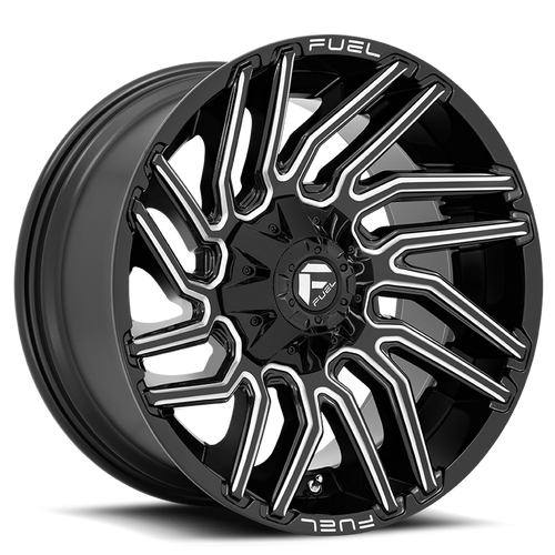 Fuel D773 Typhoon Wheel 22x12 6x135 & 6x139.7 Gloss Black Milled -44mm - MINIMUM PURCHASE OF 4 WHEELS - FREE T-SHIRT INCLUDED! | D77322209847