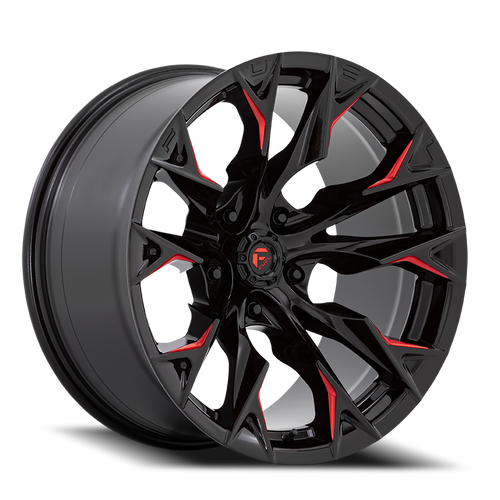 Fuel D823 Flame Wheel 20x10 5x127 Gloss Black Milled With Candy Red Tint -18mm - FREE T-SHIRT INCLUDED! | D82320007547
