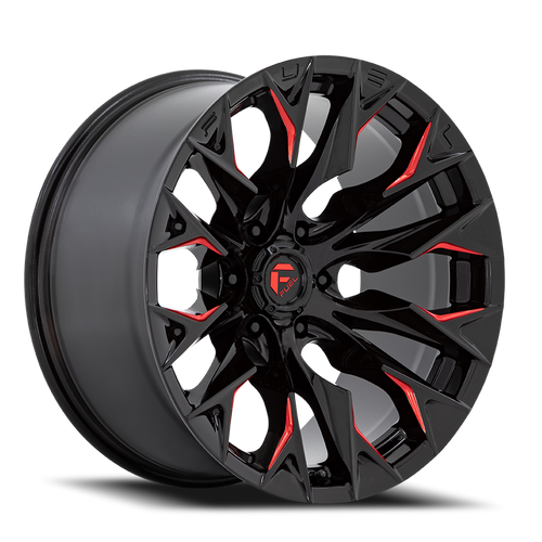 Fuel D823 Flame Wheel 20x10 6x139.7 Gloss Black Milled With Candy Red Tint -18mm - FREE T-SHIRT INCLUDED! | D82320008447