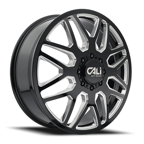 DOORBUSTER PRICING! - Cali Off-Road Invader Dually Wheel 22x8.25 8x210 Gloss Black Milled 115mm | 9115D-22879BMF115