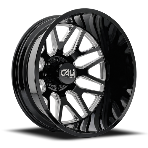 DOORBUSTER PRICING! - Cali Off-Road Invader Dually Wheel 24x8.25 8x210 Gloss Black Milled -232mm | 9115D-24879BMR232