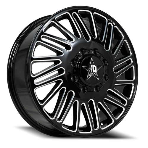 Luxxx Hd Lhd19 Dually Wheel 20x8.25 8x210 Gloss Black Milled 115mm | DUALLYHD19-208258210-115W-A1-F