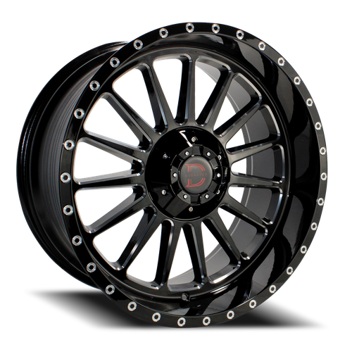 DOORBUSTER PRICING! - Disaster Off Road D96 Wheel 20x10 6x135 & 6x139.7 Gloss Black w/ Milled Accents -12mm - FREE T-SHIRT INCLUDED! | D96-06135N12GBML